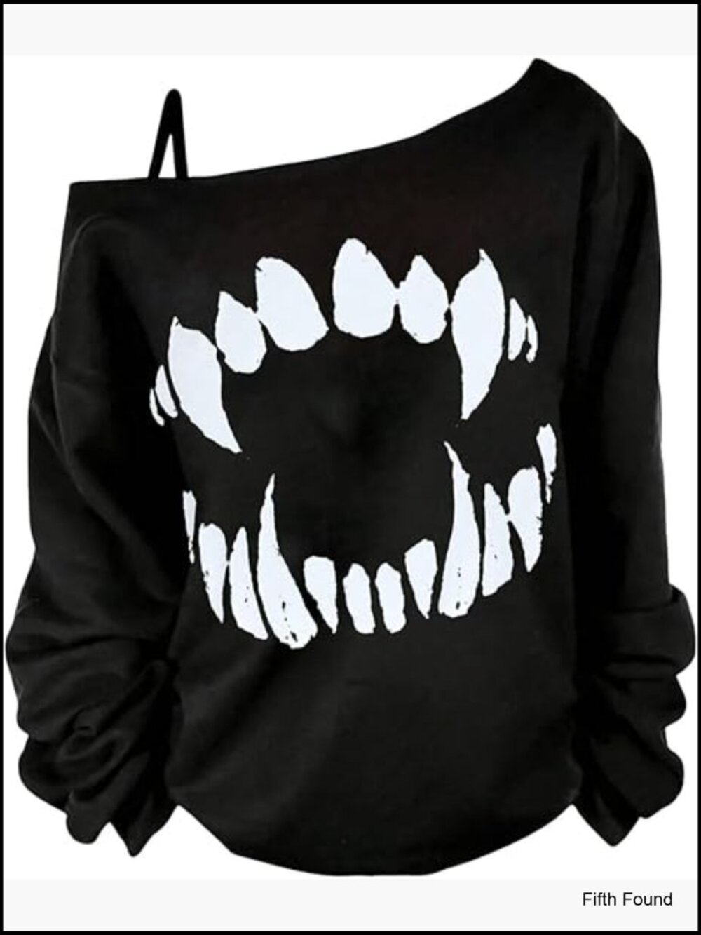 Plus Size Off Shoulder Graphic Tee Long Sleeve Pullover Goth Tops